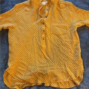 Anthropologie Golden Cross-Stitch Blouse with wool blend
